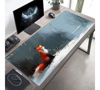 JEPGFOU Gaming Mouse Pad, Fox Red Mouse Mat with Stitched Edges, Large Extended XXL Mousepad with Anti Slip Base, for Desk Keyboard Decoration, Gifts for Men Adults Kids 140 x 60cm PjY7739 E-P