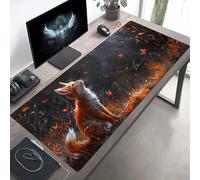 JEPGFOU Gaming Mouse Pad, Fox Yellow Mouse Mat with Stitched Edges, Large Extended XXL Mousepad with Anti Slip Base, for Desk Keyboard Decoration, Gifts for Men Adults Kids 90 x 40cm PjY7345 D-S