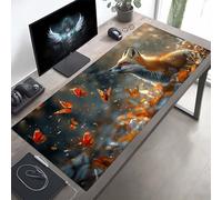 JEPGFOU Gaming Mouse Pad, Fox Yellow Mouse Mat with Stitched Edges, Large Extended XXL Mousepad with Anti Slip Base, for Desk Keyboard Decoration, Gifts for Men Adults Kids 100 x 50cm PjY7227 1-K