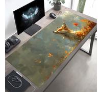 JEPGFOU Gaming Mouse Pad, Fox Yellow Mouse Mat with Stitched Edges, Large Extended XXL Mousepad with Anti Slip Base, for Desk Keyboard Decoration, Gifts for Men Adults Kids 1400x600x3 mm PjY7399 H-0