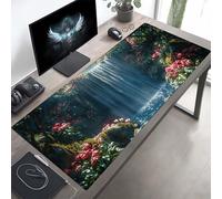 JEPGFOU Gaming Mouse Pad, Green Fall Mouse Mat with Stitched Edges, Large Extended XXL Mousepad with Anti Slip Base, for Desk Keyboard Decoration, Gifts for Men Adults Kids 100 x 50cm PjY9837 O-H