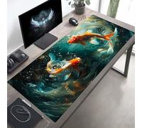 JEPGFOU Gaming Mouse Pad, Green Fish Mouse Mat with Stitched Edges, Large Extended XXL Mousepad with Anti Slip Base, for Desk Keyboard Decoration, Gifts for Men Adults Kids 900x400x3mm PjY4175 9-5