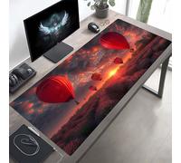 JEPGFOU Gaming Mouse Pad, Hot Air Balloon Red Mouse Mat with Stitched Edges, Large Extended XXL Mousepad with Anti Slip Base, for Desk Keyboard Decoration, Gifts for Men 80 x 30cm PjY7043 3-B