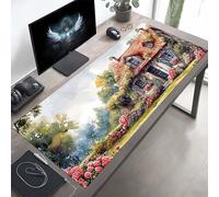 JEPGFOU Gaming Mouse Pad, House Yellow Mouse Mat with Stitched Edges, Large Extended XXL Mousepad with Anti Slip Base, for Desk Keyboard Decoration, Gifts for Men 1000x500x3mm PjY4927 9-O