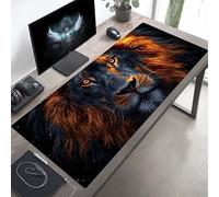 JEPGFOU Gaming Mouse Pad, Lion Black Mouse Mat with Stitched Edges, Large Extended XXL Mousepad with Anti Slip Base, for Desk Keyboard Decoration, Gifts for Men Adults Kids 90 x 40cm PjY8815 6-M