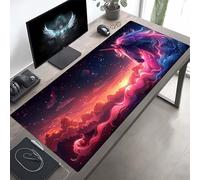 JEPGFOU Gaming Mouse Pad, Unicorn Black Mouse Mat with Stitched Edges, Large Extended XXL Mousepad with Anti Slip Base, for Desk Keyboard Decoration, Gifts for Men Adults Kids 90 x 40cm PjY925 K-W