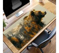 JEPGFOU Mouse Mat, Gaming Mouse Pad Bear, 900x400x3mm Large Mause Mat Yellow, Non-Slip Rubber Base Accessories, Waterproof, Stitched Edges Mausepad, Improved Precision and Speed PjY9702 8-A