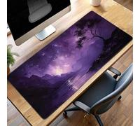 JEPGFOU Mouse Mat, Gaming Mouse Pad Black, 800x400x3mm Large Mause Mat Landscape, Non-Slip Rubber Base Accessories, Waterproof, Stitched Edges Mausepad, Improved Precision and Speed PjY8074 I-C