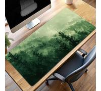 JEPGFOU Mouse Mat, Gaming Mouse Pad Forest, 90 x 40cm Large Mause Mat Green, Non-Slip Rubber Base Accessories, Waterproof, Stitched Edges Mausepad, Improved Precision and Speed PjY2884 H-Q
