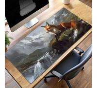 JEPGFOU Mouse Mat, Gaming Mouse Pad Fox, 1000x500x3mm Large Mause Mat Yellow, Non-Slip Rubber Base Accessories, Waterproof, Stitched Edges Mausepad, Improved Precision and Speed PjY5754 D-9