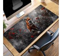 JEPGFOU Mouse Mat, Gaming Mouse Pad Fox, 80 x 40cm Large Mause Mat Yellow, Non-Slip Rubber Base Accessories, Waterproof, Stitched Edges Mausepad, Improved Precision and Speed PjY8206 0-O