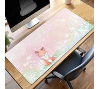 JEPGFOU Mouse Mat, Gaming Mouse Pad Fox, 90 x 40cm Large Mause Mat Yellow, Non-Slip Rubber Base Accessories, Waterproof, Stitched Edges Mausepad, Improved Precision and Speed PjY5338 7-D