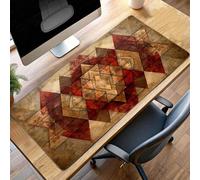 JEPGFOU Mouse Mat, Gaming Mouse Pad Geometry, 900x400x3mm Large Mause Mat Red, Non-Slip Rubber Base Accessories, Waterproof, Stitched Edges Mausepad, Improved Precision and Speed PjY4884 A-Z