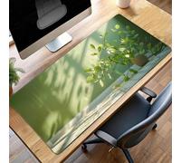 JEPGFOU Mouse Mat, Gaming Mouse Pad Green, 1200x600x3mm Large Mause Mat Leaves, Non-Slip Rubber Base Accessories, Waterproof, Stitched Edges Mausepad, Improved Precision and Speed PjY4554 J-W