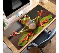 JEPGFOU Mouse Mat, Gaming Mouse Pad Green, 90 x 40cm Large Mause Mat Frog, Non-Slip Rubber Base Accessories, Waterproof, Stitched Edges Mausepad, Improved Precision and Speed PjY5106 4-4