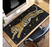 JEPGFOU Mouse Mat, Gaming Mouse Pad Yellow, 70 x 30cm Large Mause Mat Tiger, Non-Slip Rubber Base Accessories, Waterproof, Stitched Edges Mausepad, Improved Precision and Speed PjY11264 R-N