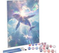 JEPGFOU Paint by Numbers for Adults, Whale Sky Painting by Number Kits On Canvas, Adults Beginners DIY Acrylic Oil Craft Art Painting Kits with Brushes Gifts for Home Wall Decor 30x40cm PjY2765 7-8