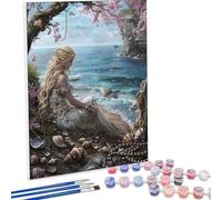 JEPGFOU Paint by Numbers for Adults, Woman Ocean Painting by Number Kits On Canvas, Adults Beginners DIY Acrylic Oil Craft Art Painting Kits with Brushes Gifts for Home Wall Decor 40x50cm PjY3827 U-X