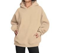 Jeqeocafy Womens Oversized Hoodies Fleece Sweatshirts Sweaters Spring Outfits 2025 Pullover Fall Winter Clothes, Apricot, Medium