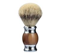 Je&Co 100% Silvertip Badger Hair Shaving Brush, Handmade Shaving Brush with Fine Resin Handle and Stainless Steel Base (Brown)