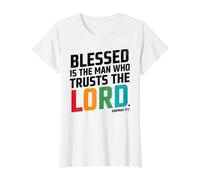 Jer. 17:7 - Blessed is the Man Who Trusts the Lord Value Graphic T-Shirt, Women, White, S