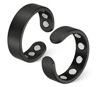 Jeracol 2Pcs Calmara Magnetic Rings for Women with 9X Ultra Strength Magnets,99% Copper Rings with Gift Box & Adjustable size(Black)