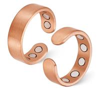 Jeracol 2Pcs Calmara Magnetic Rings for Women with 9X Ultra Strength Magnets,99% Copper Rings with Gift Box & Adjustable size(Copper)