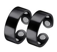 Jeracol 2Pcs Calmara Magnetic Rings with 4X Ultra Strength Magnets,99% Solid Pure Copper Rings for Women& Men in Gift Box(black&black)