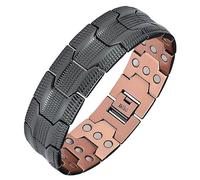 Jeracol 99.99% Solid Copper Magnetic Bracelet for Men, 3X Ultra Strength Magnets (3500 Gauss), Adjustable Size, Black
