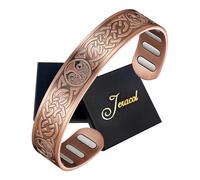 Jeracol Copper Bracelet for Men, 5X Ultra Strength Magnetic Copper Bracelet with 8pcs (5000 Gauss) Neodymium Magnets, 99.99% Pure Copper Jewelry Gift, Adjustable(SunMoonLifeTree)