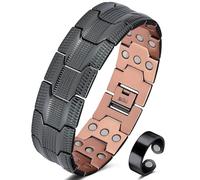 Jeracol Copper Bracelets for Men,3X Magnetic Bracelets Men &copper ring with Ultra Strength Magnets,Adjustable Size&Jewelry Gift Box