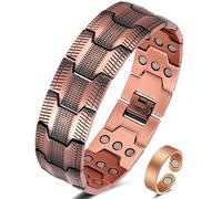 Jeracol Copper Bracelets for Men,3X Magnetic Bracelets Men &copper ring with Ultra Strength Magnets,Adjustable Size&Jewelry Gift Box