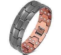 Jeracol Copper Bracelets for Men,3X Magnetic Bracelets Men with Ultra Strength Magnets,Adjustable Size&Jewelry Gift Box(Grey)
