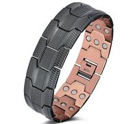 Jeracol Copper Bracelets for Men,3X Magnetic Bracelets Men with Ultra Strength Magnets,Adjustable Size&Jewelry Gift Box(Black Tyre Graphics)