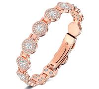 Jeracol Copper Bracelets for Women, Magnetic Bracelet with 4pcs Magnets each link&circular-cut crystals, 99% pure copper, Jewelry Gift (Rosegold)