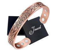 Jeracol Copper Magnetic Bracelets for Men Women,100% Solid Copper Magnetic Brazaletes with 6 Ultra Strong Magnets,Adjustable Sizing Cuff Bangle with Jewellry Gift Box