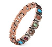 Jeracol Lymphatic Drainage Copper Magnetic Bracelets for Women,Copper Bracelet with Turquoise Stone,Adjustable Length with Sizing Tool in Gift Box