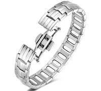 Jeracol Magnetic Bracelets Men,Stainless Steel 5X Super Effective Magnets bracelet (5,000 Gauss Each) - Upgrade Butterfly Clasp & Jewelry Gift Box(Silver)