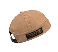 jerague Brimless Hats Adjustable Leather Buckle Street Casual Docker Beanie Skull Caps, Corduroy-khaki, One size