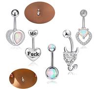 Jerany 5 Pcs Belly Rings for Women Surgical Steel Navel Rings Shiny Navel Barbell Sexy Belly Button Rings Set Rhinestone Body Piercing Jewelry 304L Nightclub Beach for Women, One Size, Metal