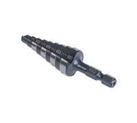 Jerax tools Quick Change Step Drill Bit Double Fluted M2 High speed steel drill bits for hole drilling in Stainless steel, Copper, Plastic, Unibit with highlighted steps and size marks (3/4")
