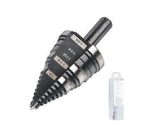 Jerax tools Step Drill Bit Straight Grooved Double Fluted 1/4 to 1-3/8 Inch, M2 High speed steel drill bits for hole drilling in Stainless steel, Plastic, Unibit with highlighted steps and size marks