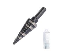 Jerax tools Step Drill Bit Straight Grooved Double Fluted 3/16 to 7/8 Inch, M2 High speed steel drill bits for hole drilling in Stainless steel, Plastic, Unibit with highlighted steps and size marks