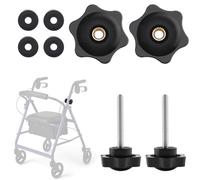 Jerbor 2 Pack Replacement Arm Adjustment Knobs for Rollators Walker Replacement Parts,Knob for Adjustable Height Arm Track Bolt Set T Track Bolts for Vive Mobility