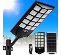 Jercoda Solar Street Lights Outdoor, 6500K LED Flood Lights with Motion Sensor, Dusk to Dawn Security Lights with Remote Control, Waterproof Solar Powered Lighting for Garden Yard Parking Lot, 1 Pack