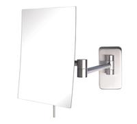 JERDON 8.75-Inch x 6.5-Inch Wall Mount Makeup Mirror - Personal Mirror with 5X Magnification & 14 inch Wall Extension - Nickel Wall Mount Arm - Model JRT695N