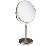 Jerdon Two-Sided Tabletop Makeup Mirror - Makeup Mirror with 5X Magnification & Swivel Design - Portable 9-Inch Diameter Mirror in Nickel Finish - Model JP4045N