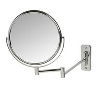 JERDON Two-Sided Wall-Mounted Makeup Mirror - Makeup Mirror with 5X Magnification & Wall-Mount Arm - 8-Inch Diameter Mirror with Chrome Finish Wall Mount - Model JP7506CF