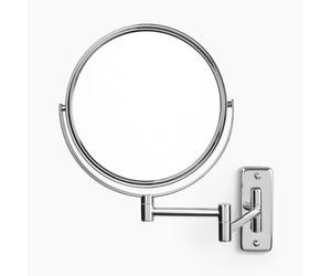 JERDON Two-Sided Wall-Mounted Makeup Mirror - Makeup Mirror with 5X Magnification & Wall-Mount Arm - 8-Inch Diameter Mirror with Chrome Finish Wall Mount - Model JP7506CF