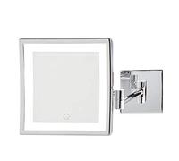 JERDON Wall Mount Lighted Makeup Mirror with Polished Chrome Finish - 8” x 8” Mirror Frame Extends16” from The Wall - 5X Magnification with Variable Touch Lighting - Direct Wire - Model JRT885CLD